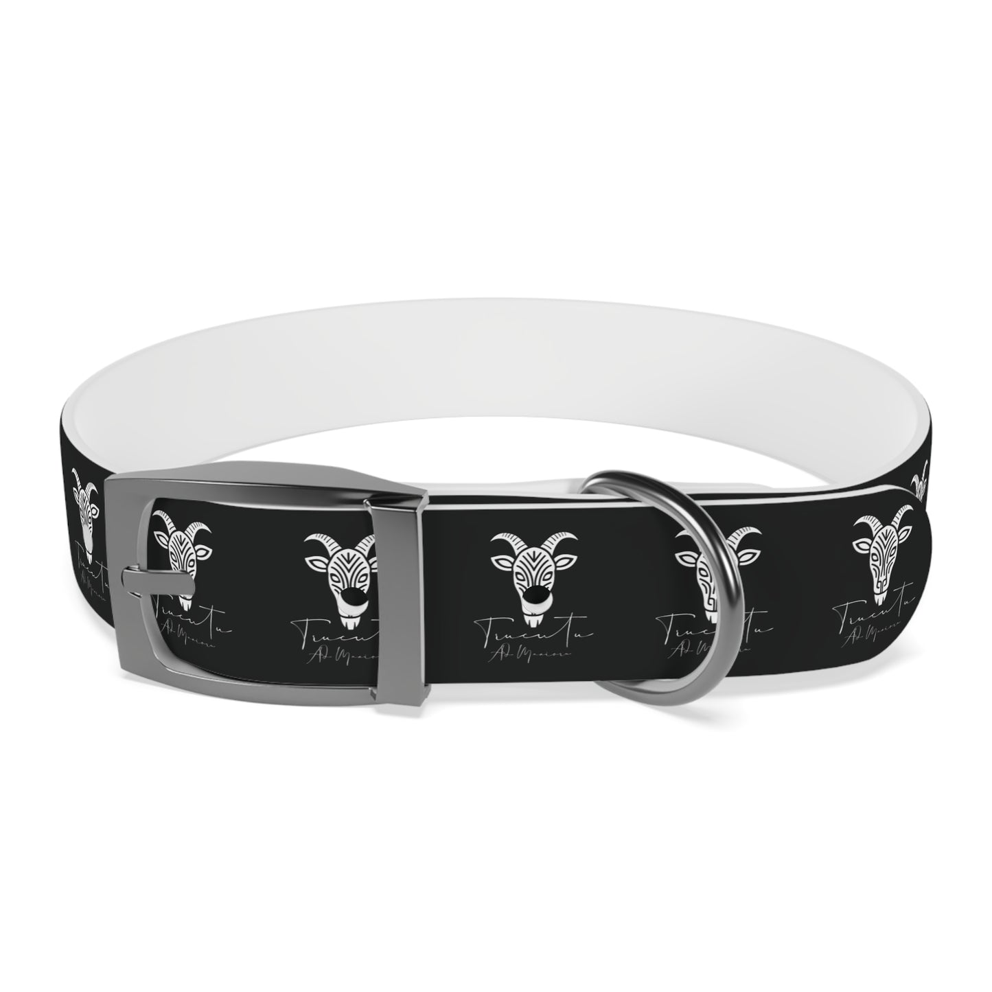Collare Nero per Cani con Logo Capra TRUCUTU – Accessorio Regolabile di Tendenza, Idea Regalo per Amanti degli Animali, Perfetto per Festività e Occasioni Speciali
