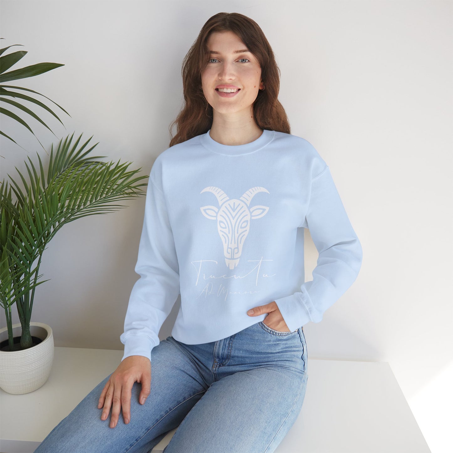 Felpa Unisex TRUCUTU con Simbolo della Capra – Stile Boho Festival | Regalo per Amanti della Natura | Morbida e Comoda