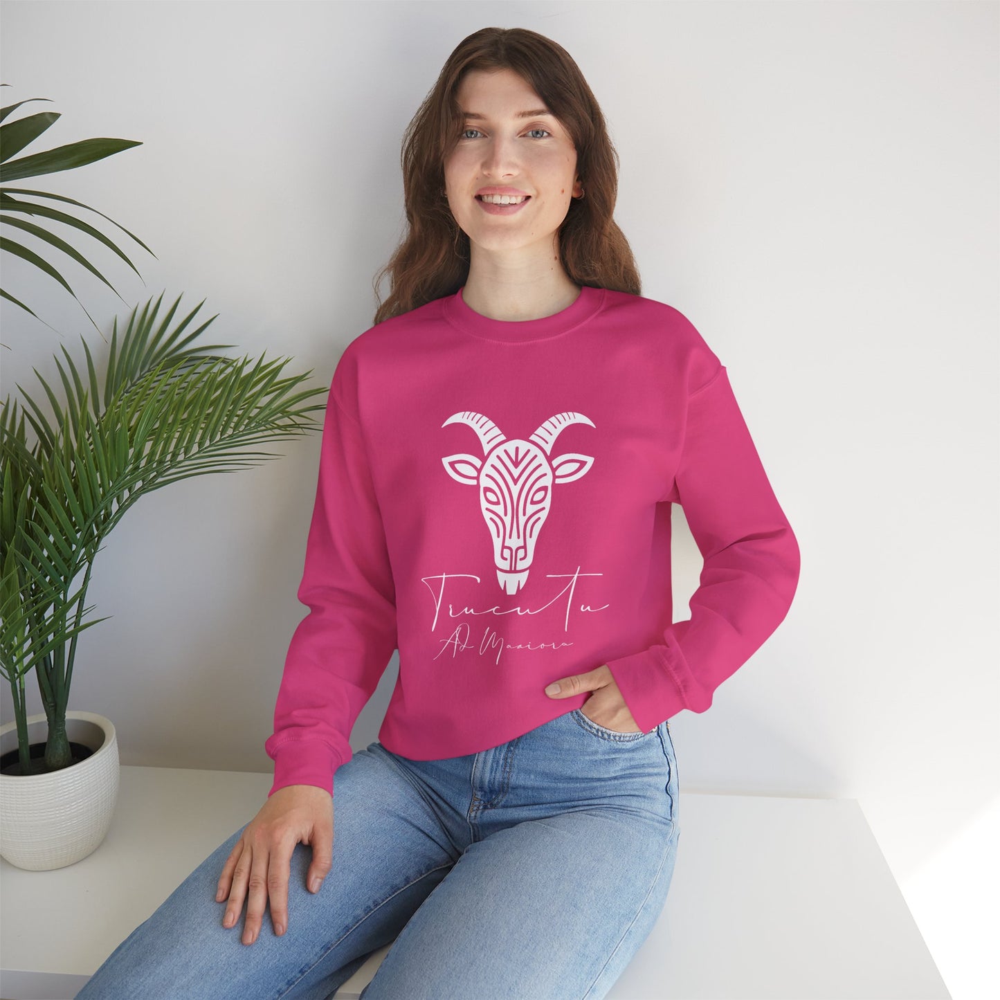 Felpa Unisex TRUCUTU con Simbolo della Capra – Stile Boho Festival | Regalo per Amanti della Natura | Morbida e Comoda
