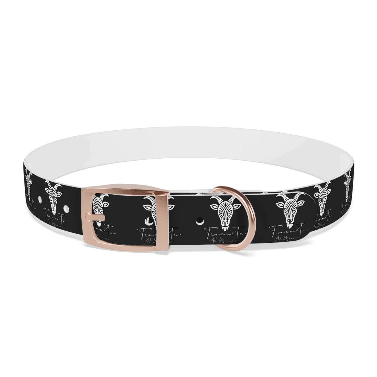 Collare Nero per Cani con Logo Capra TRUCUTU – Accessorio Regolabile di Tendenza, Idea Regalo per Amanti degli Animali, Perfetto per Festività e Occasioni Speciali