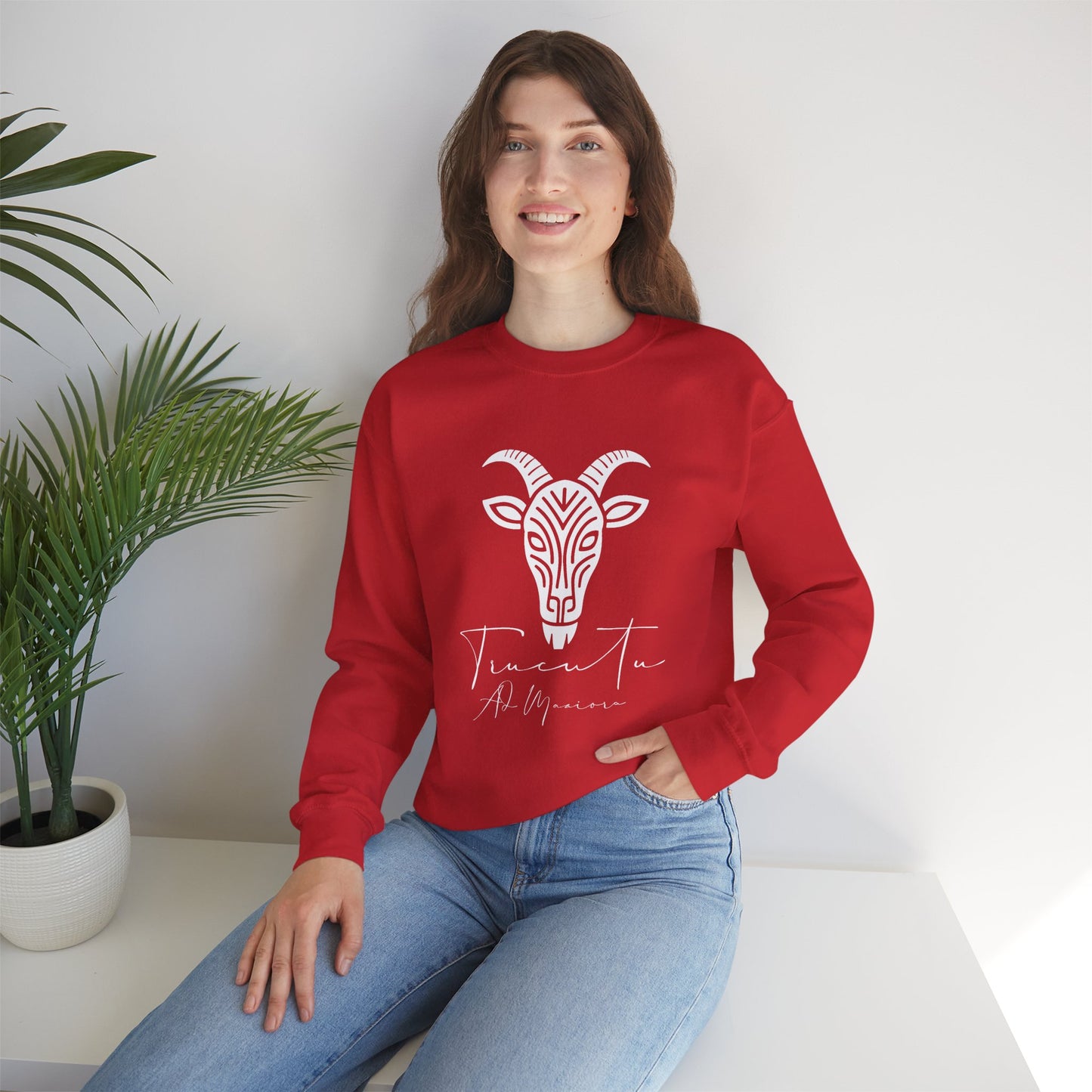 Felpa Unisex TRUCUTU con Simbolo della Capra – Stile Boho Festival | Regalo per Amanti della Natura | Morbida e Comoda