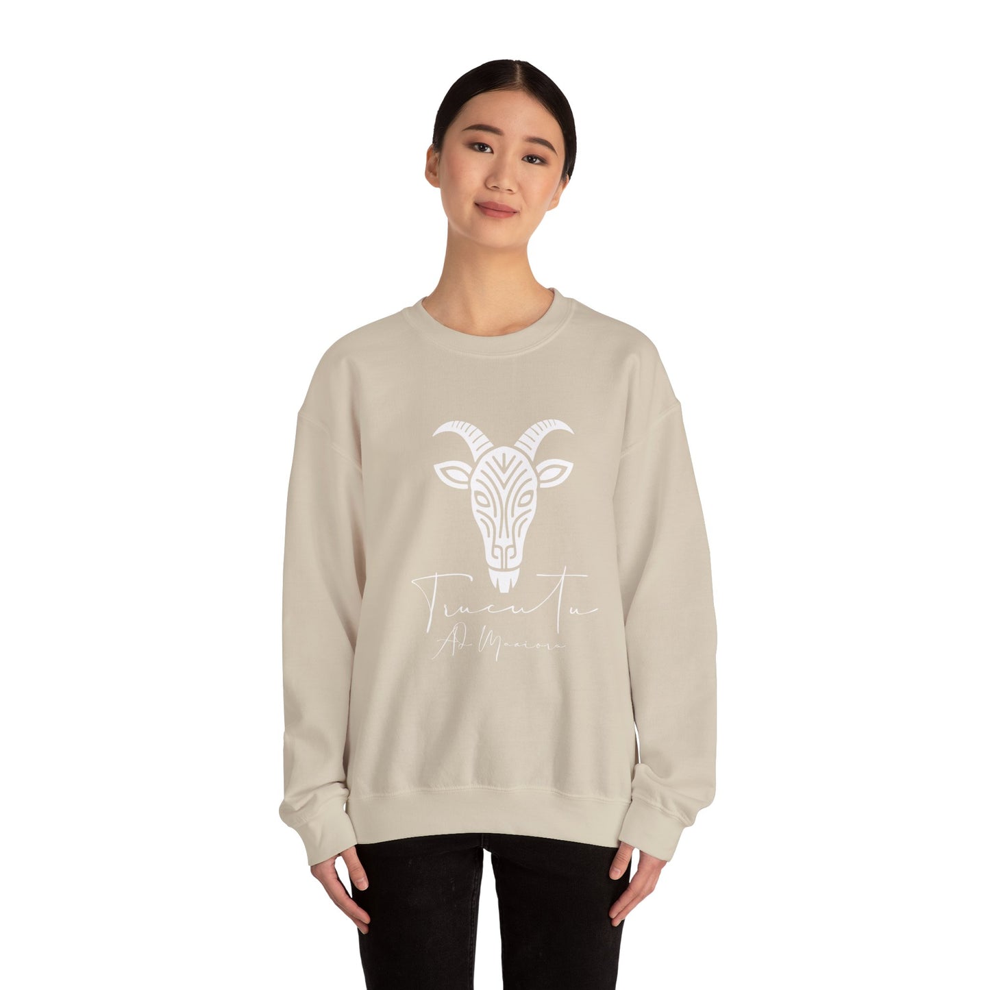 Felpa Unisex TRUCUTU con Simbolo della Capra – Stile Boho Festival | Regalo per Amanti della Natura | Morbida e Comoda