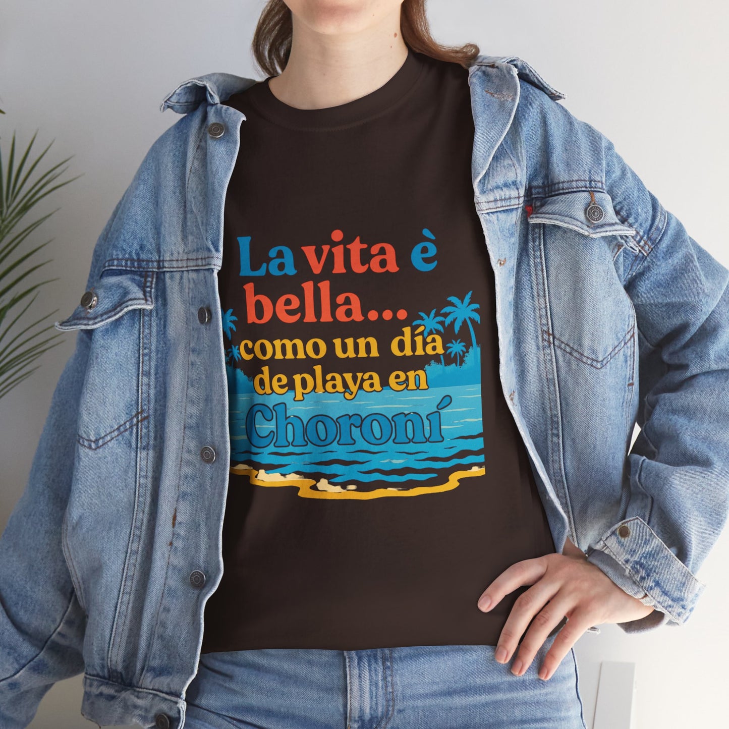 TRUCUTU “La Vita È Bella” Unisex Heavy Cotton Tee – Beach Life Shirt | Vacation Tee | Summer Apparel | Tropical Vibes Gift for Travel Lovers