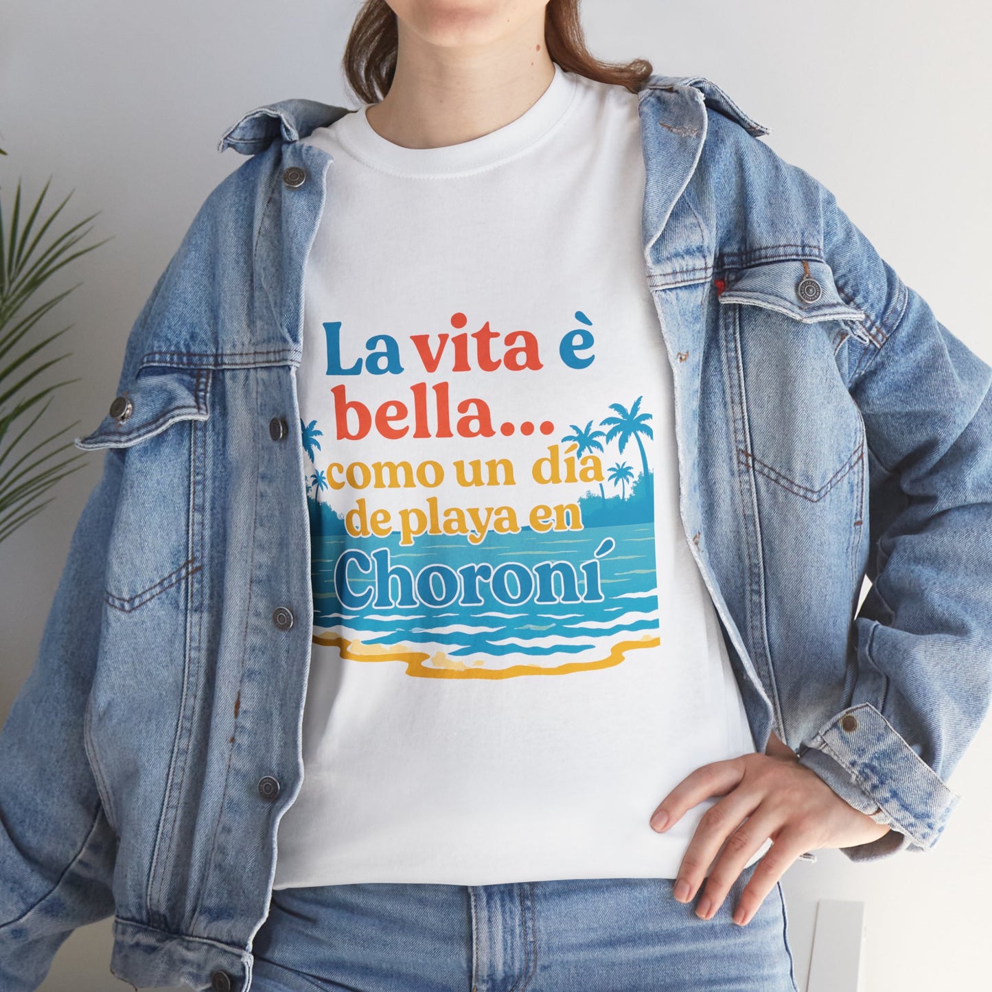 TRUCUTU “La Vita È Bella” Unisex Heavy Cotton Tee – Beach Life Shirt | Vacation Tee | Summer Apparel | Tropical Vibes Gift for Travel Lovers
