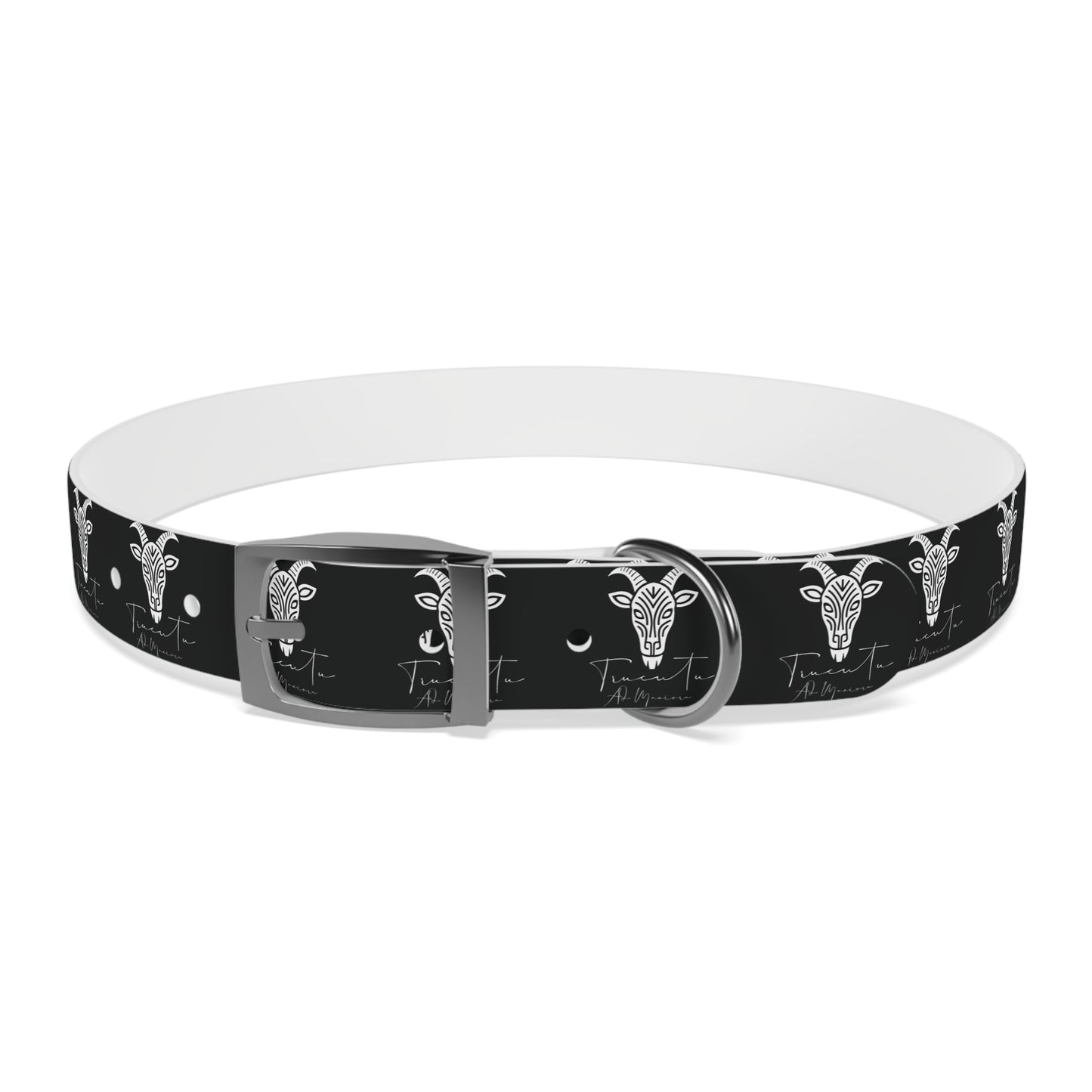Collare Nero per Cani con Logo Capra TRUCUTU – Accessorio Regolabile di Tendenza, Idea Regalo per Amanti degli Animali, Perfetto per Festività e Occasioni Speciali