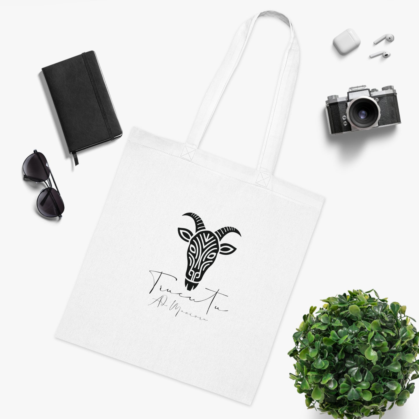 Borsa Tote Bianca in Cotone con TrucuTu – Shopper Ecologica, Stile Boho, Mare, Regalo per Amanti degli Animali