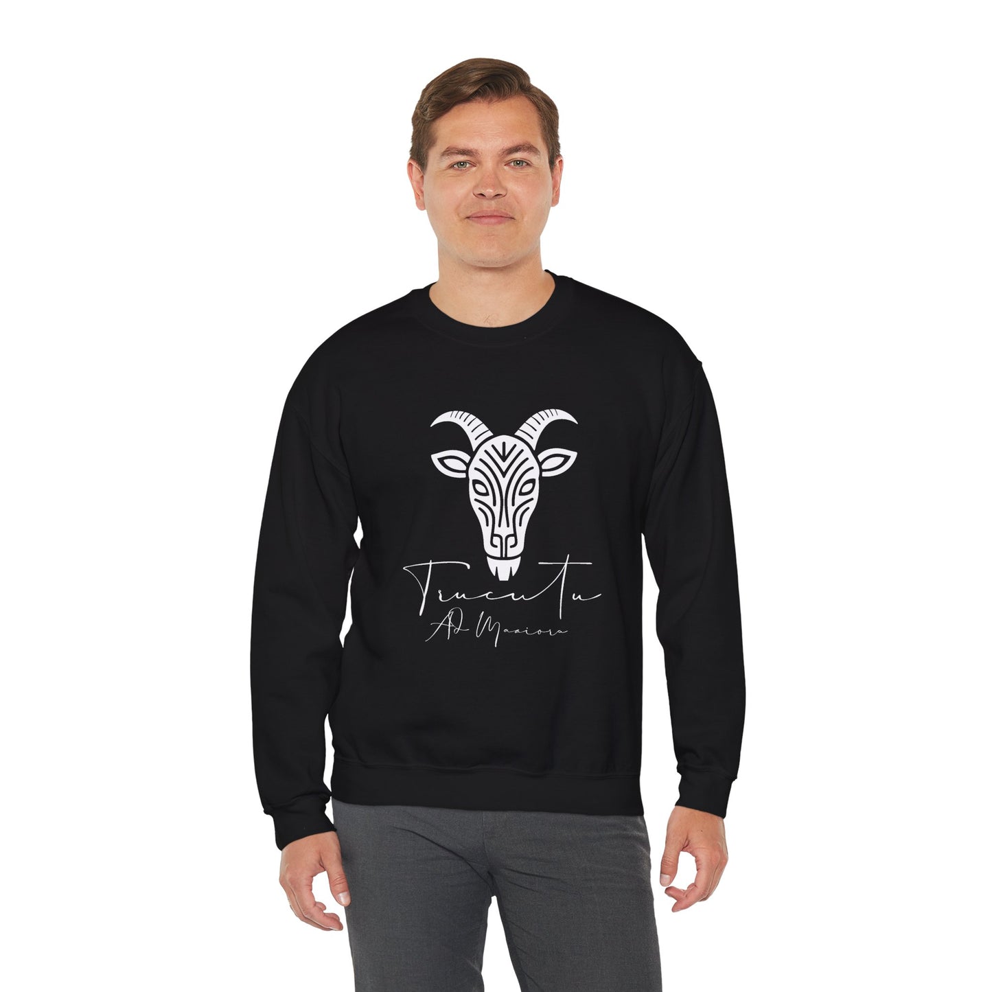 Felpa Unisex TRUCUTU con Simbolo della Capra – Stile Boho Festival | Regalo per Amanti della Natura | Morbida e Comoda