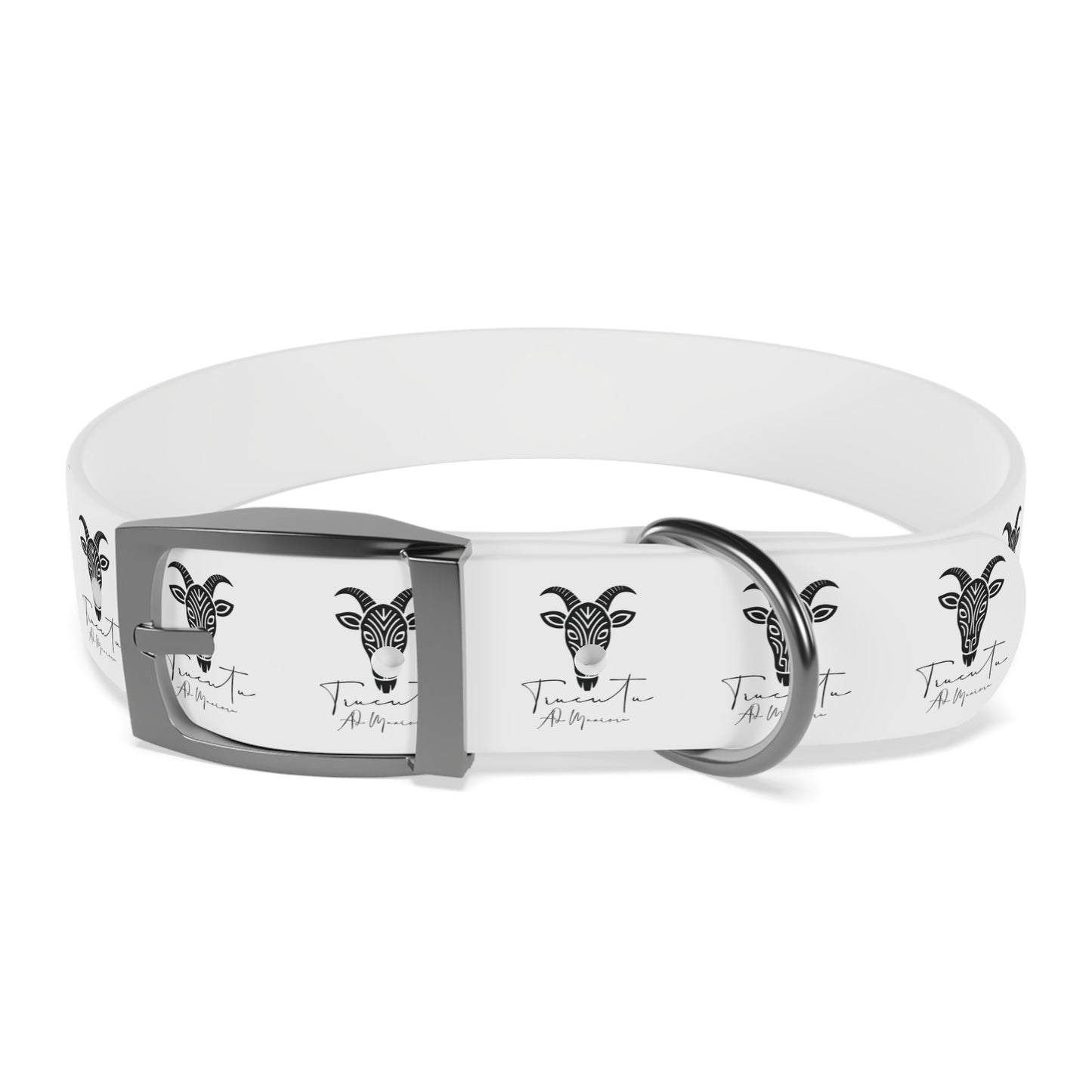 Collare Bianco per Cani con Logo Capra TRUCUTU – Accessorio Elegante e Regolabile, Idea Regalo per Amanti degli Animali, Perfetto per Eventi Speciali