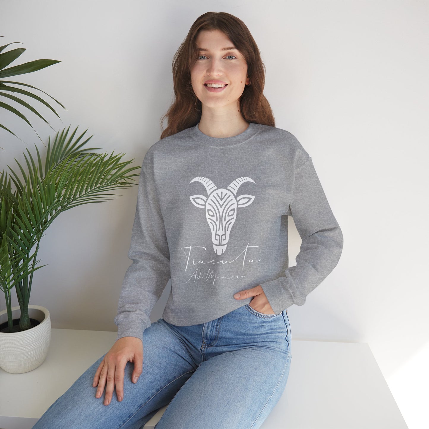 Felpa Unisex TRUCUTU con Simbolo della Capra – Stile Boho Festival | Regalo per Amanti della Natura | Morbida e Comoda