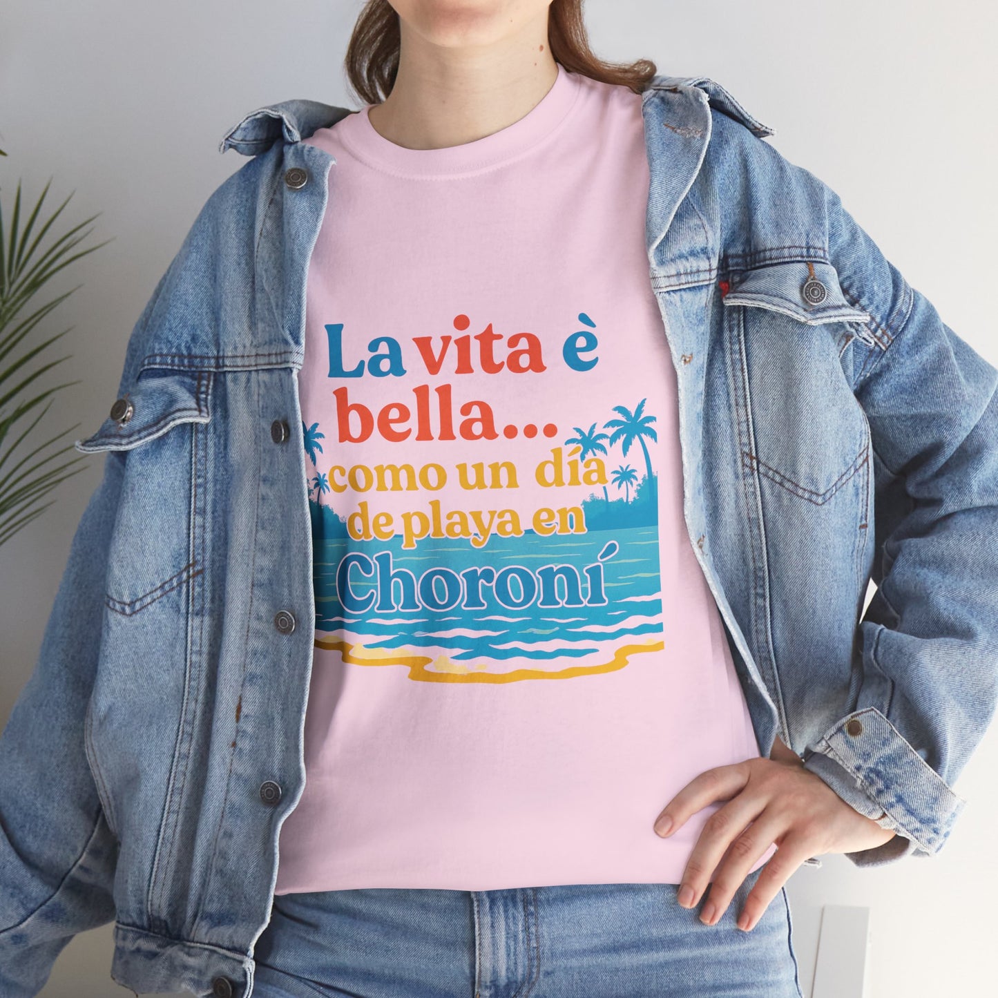 TRUCUTU “La Vita È Bella” Unisex Heavy Cotton Tee – Beach Life Shirt | Vacation Tee | Summer Apparel | Tropical Vibes Gift for Travel Lovers