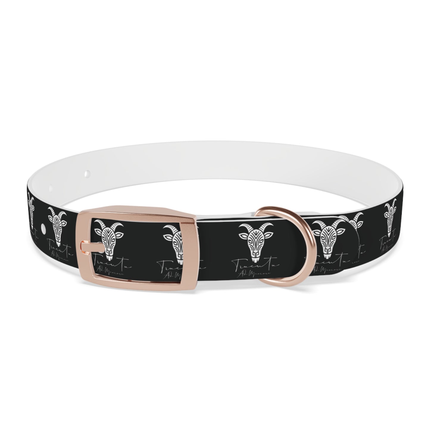 Collare Nero per Cani con Logo Capra TRUCUTU – Accessorio Regolabile di Tendenza, Idea Regalo per Amanti degli Animali, Perfetto per Festività e Occasioni Speciali