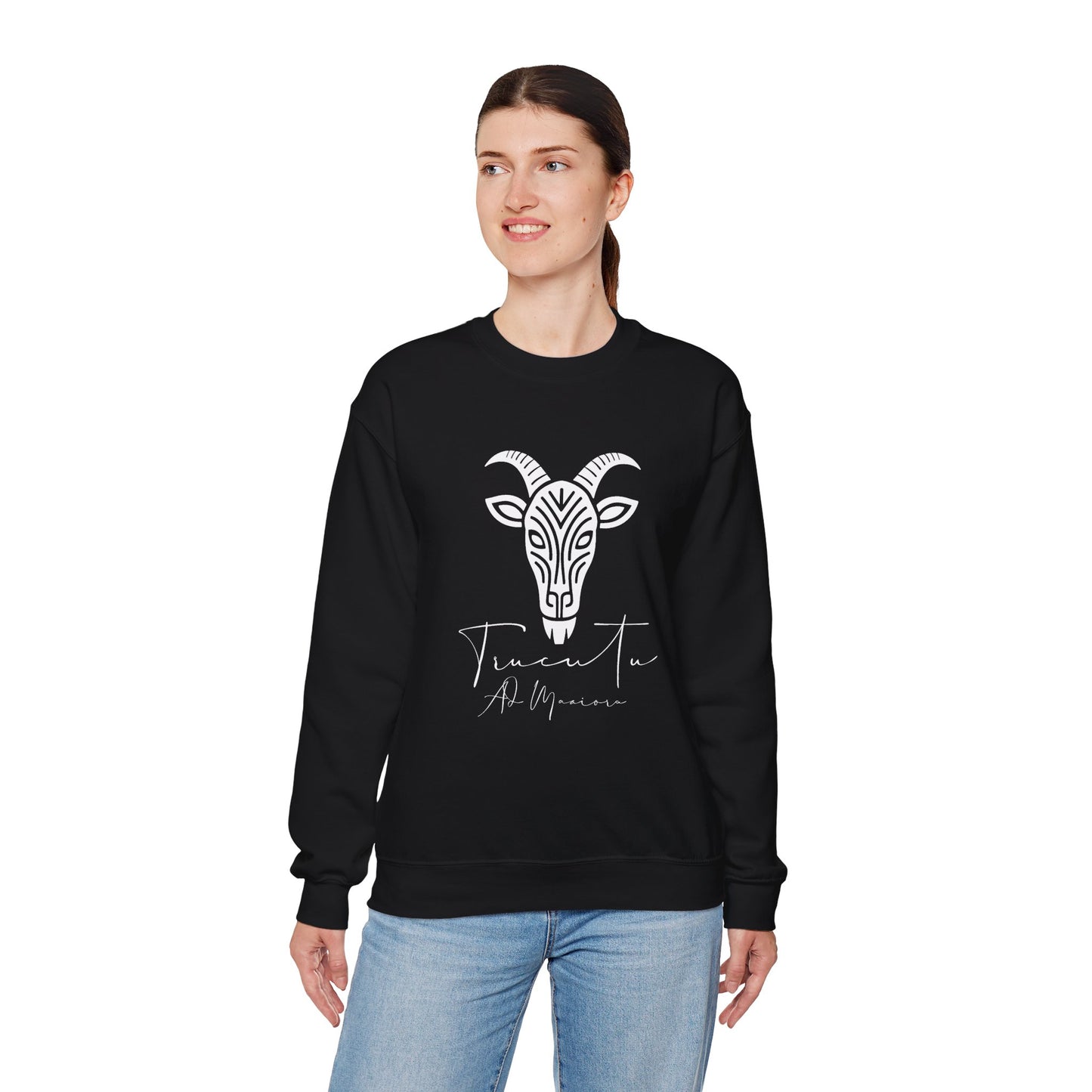 Felpa Unisex TRUCUTU con Simbolo della Capra – Stile Boho Festival | Regalo per Amanti della Natura | Morbida e Comoda