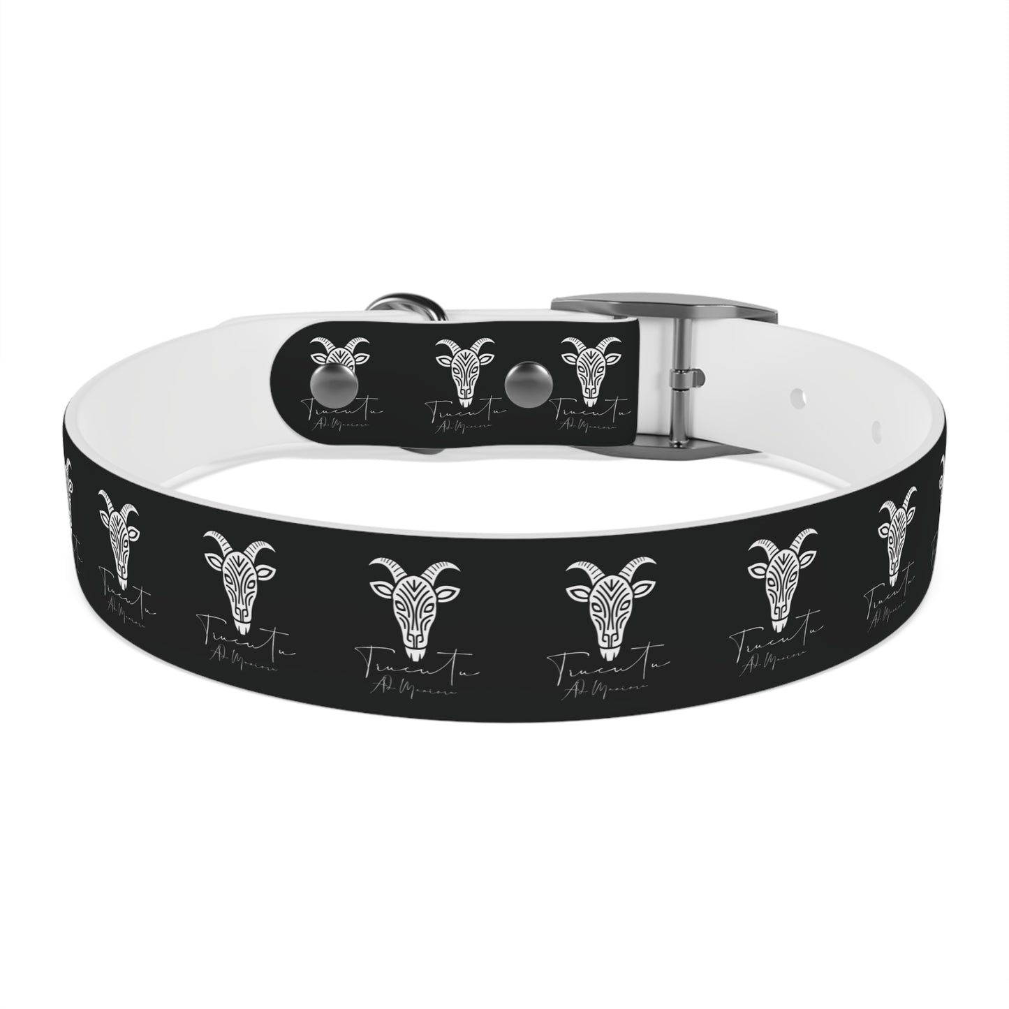 Collare Nero per Cani con Logo Capra TRUCUTU – Accessorio Regolabile di Tendenza, Idea Regalo per Amanti degli Animali, Perfetto per Festività e Occasioni Speciali