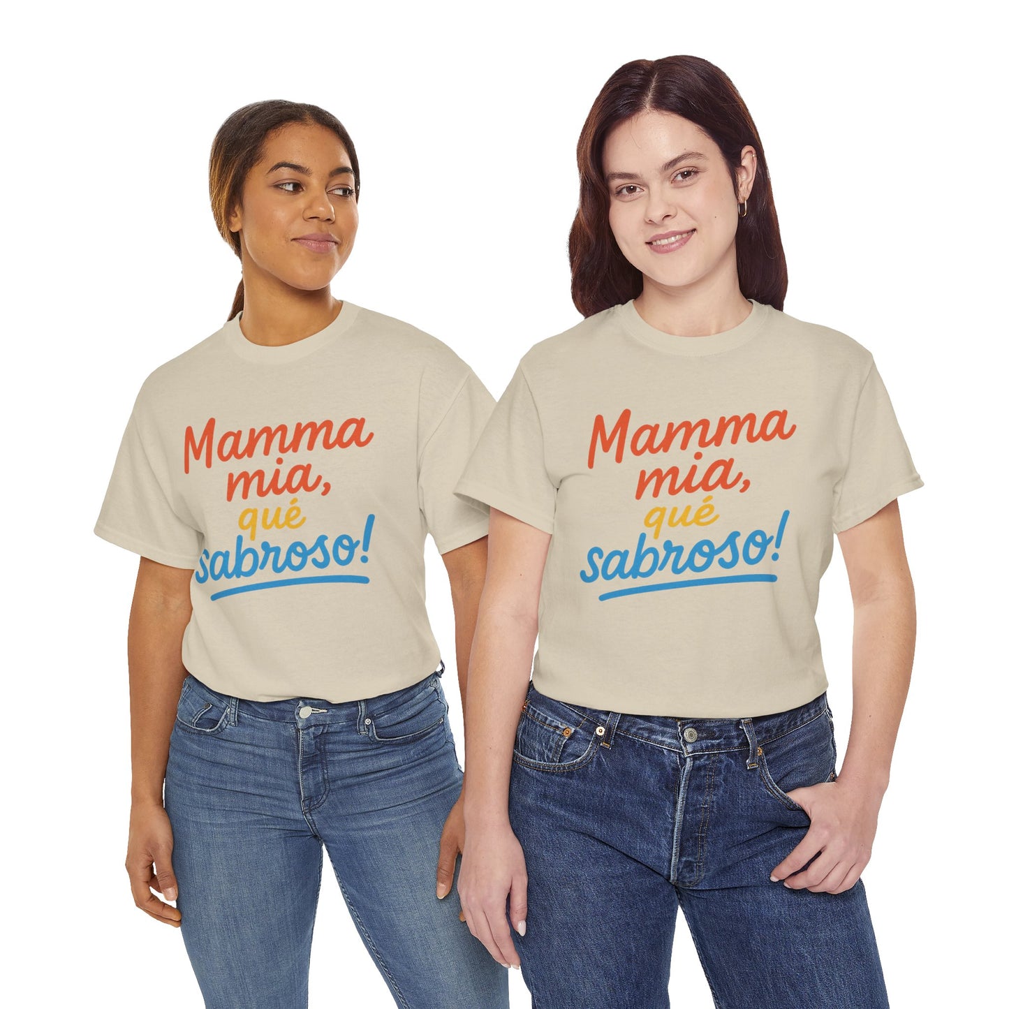 TRUCUTU “Mamma Mia, Qué Sabroso!” Unisex Tee – Funny Foodie Shirt | Casual Wear | Summer Vibes | Gift for Food Lovers | Conversation Starter