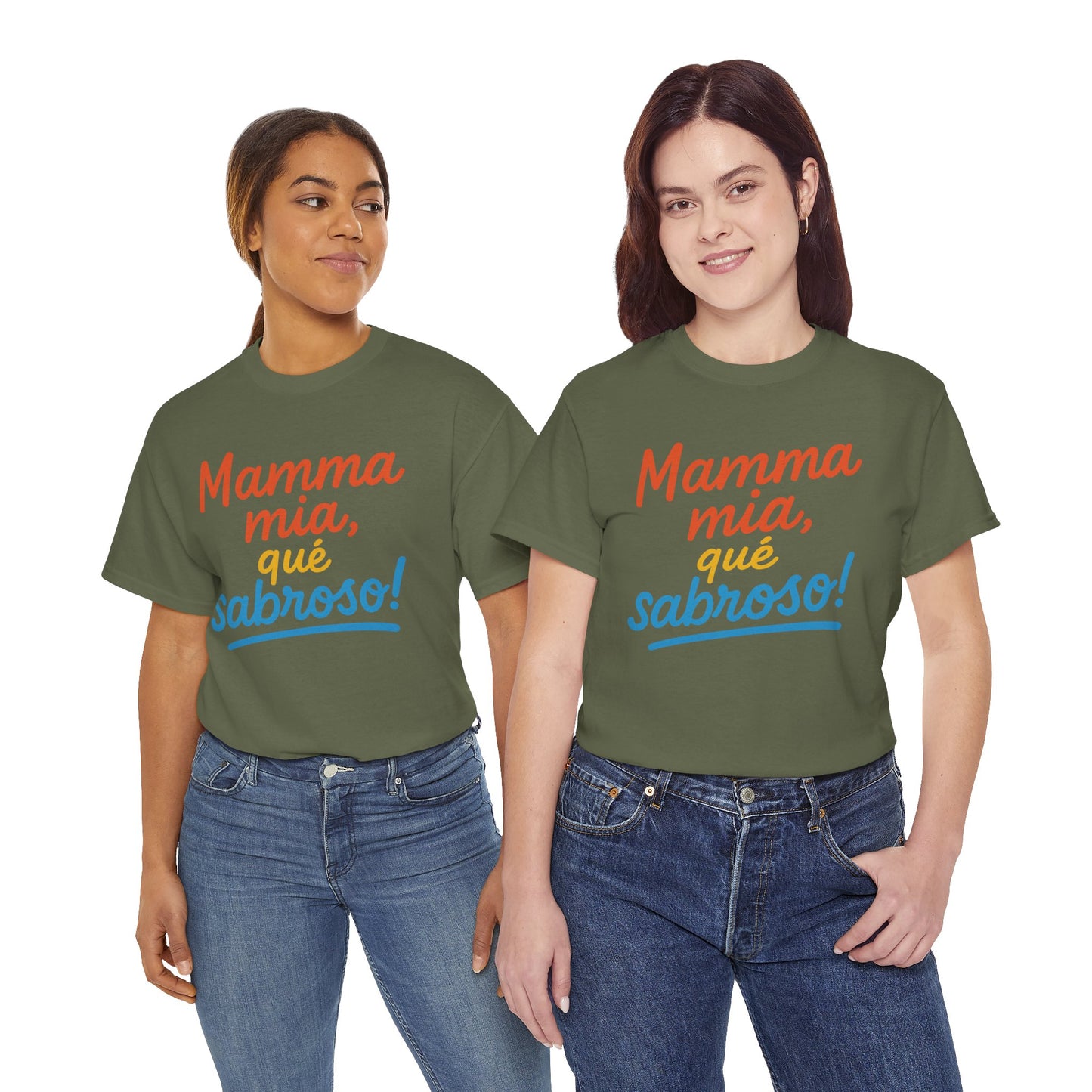 TRUCUTU “Mamma Mia, Qué Sabroso!” Unisex Tee – Funny Foodie Shirt | Casual Wear | Summer Vibes | Gift for Food Lovers | Conversation Starter