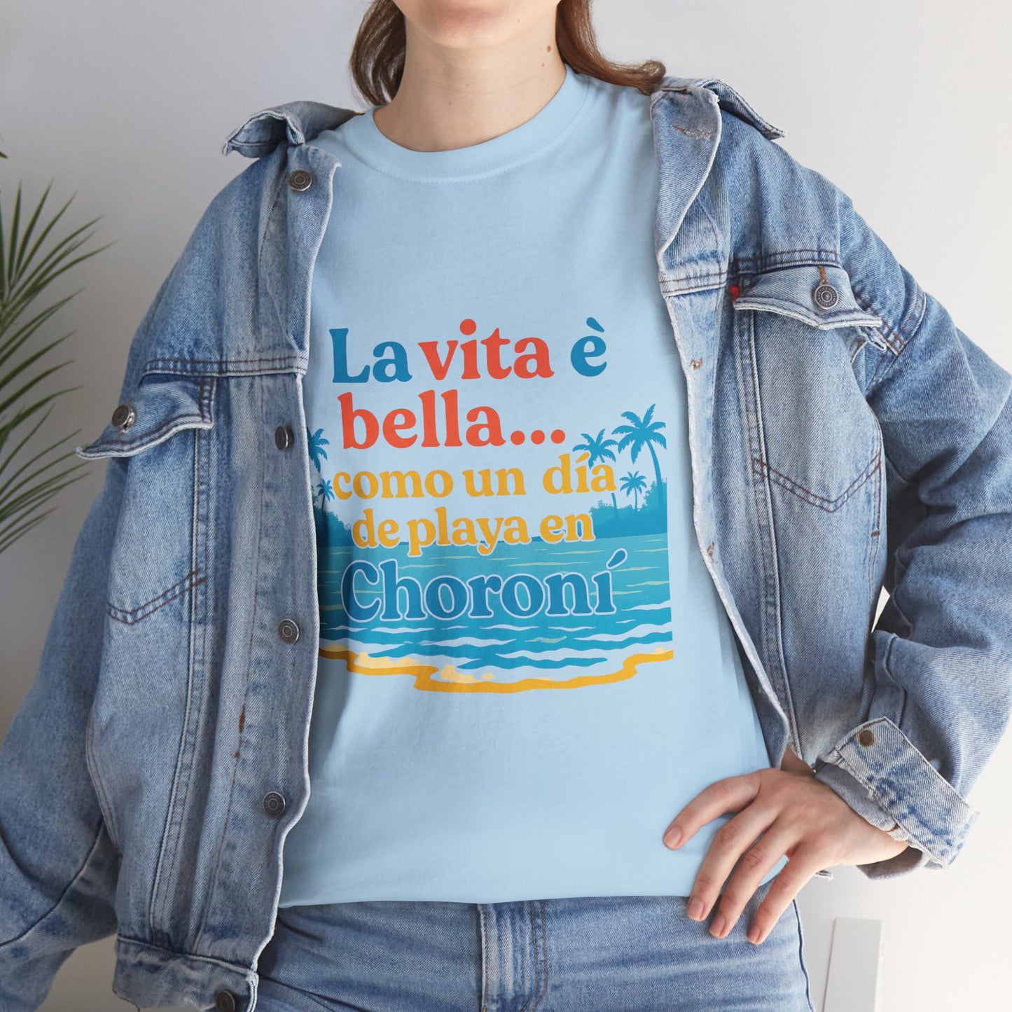 TRUCUTU “La Vita È Bella” Unisex Heavy Cotton Tee – Beach Life Shirt | Vacation Tee | Summer Apparel | Tropical Vibes Gift for Travel Lovers