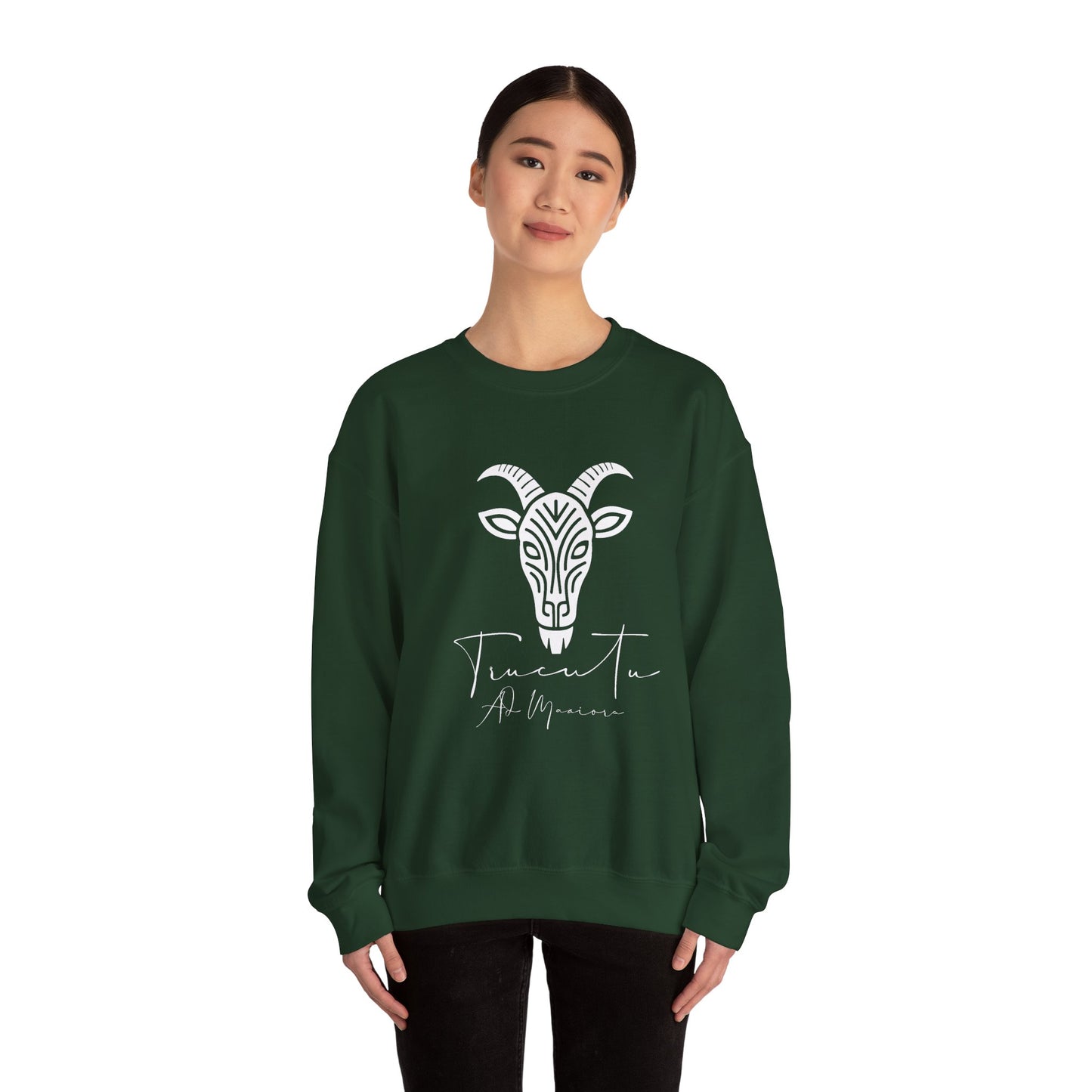 Felpa Unisex TRUCUTU con Simbolo della Capra – Stile Boho Festival | Regalo per Amanti della Natura | Morbida e Comoda