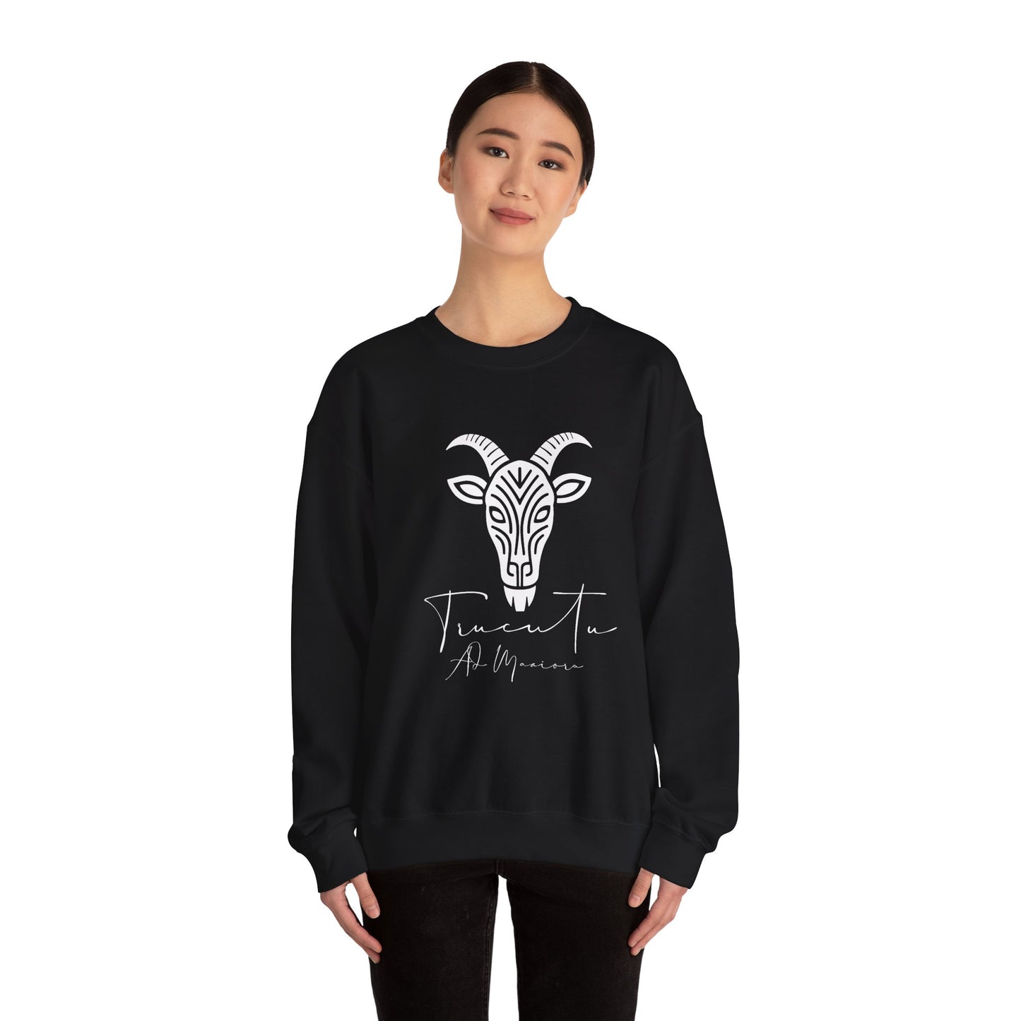Felpa Unisex TRUCUTU con Simbolo della Capra – Stile Boho Festival | Regalo per Amanti della Natura | Morbida e Comoda