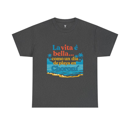 TRUCUTU “La Vita È Bella” Unisex Heavy Cotton Tee – Beach Life Shirt | Vacation Tee | Summer Apparel | Tropical Vibes Gift for Travel Lovers