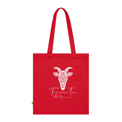 Borsa in Tela con Design Capra TRUCUTU – Stile Boho in Nero, Rosso e French Navy, Shopper Eco-Friendly, Idea Regalo per Amanti degli Animali e Moda Sostenibile