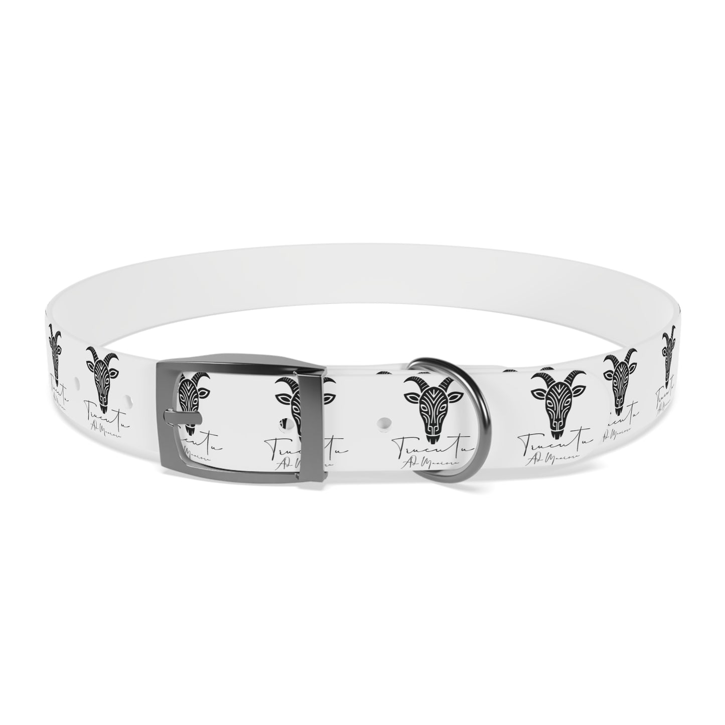 Collare Bianco per Cani con Logo Capra TRUCUTU – Accessorio Elegante e Regolabile, Idea Regalo per Amanti degli Animali, Perfetto per Eventi Speciali