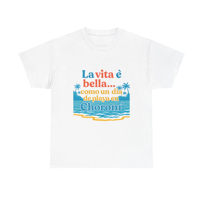 TRUCUTU “La Vita È Bella” Unisex Heavy Cotton Tee – Beach Life Shirt | Vacation Tee | Summer Apparel | Tropical Vibes Gift for Travel Lovers