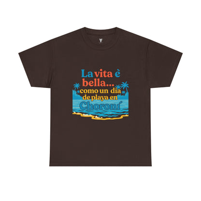 TRUCUTU “La Vita È Bella” Unisex Heavy Cotton Tee – Beach Life Shirt | Vacation Tee | Summer Apparel | Tropical Vibes Gift for Travel Lovers