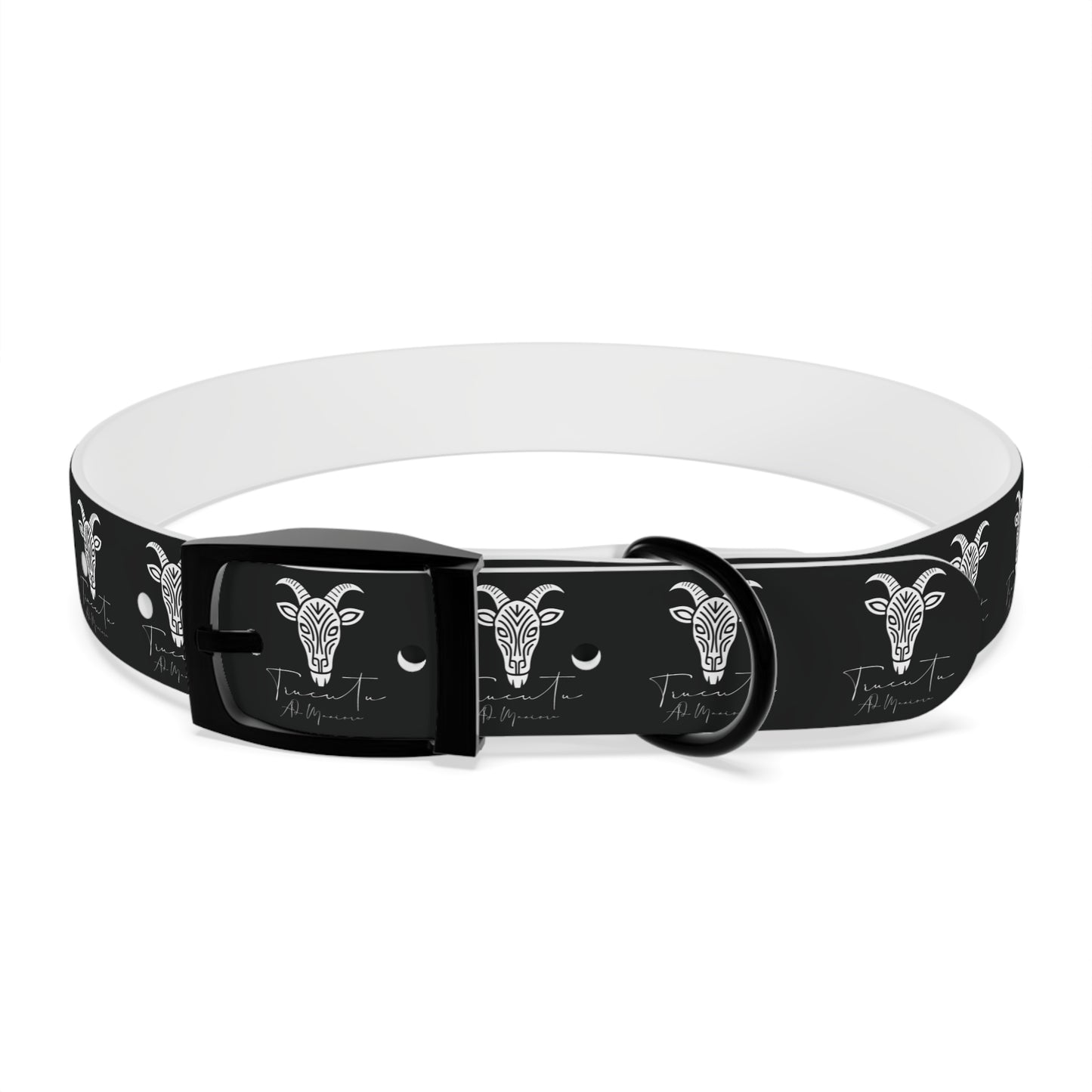 Collare Nero per Cani con Logo Capra TRUCUTU – Accessorio Regolabile di Tendenza, Idea Regalo per Amanti degli Animali, Perfetto per Festività e Occasioni Speciali