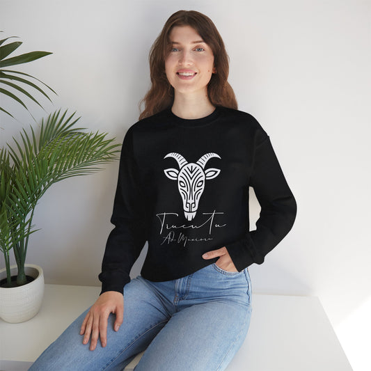 Felpa Unisex TRUCUTU con Simbolo della Capra – Stile Boho Festival | Regalo per Amanti della Natura | Morbida e Comoda