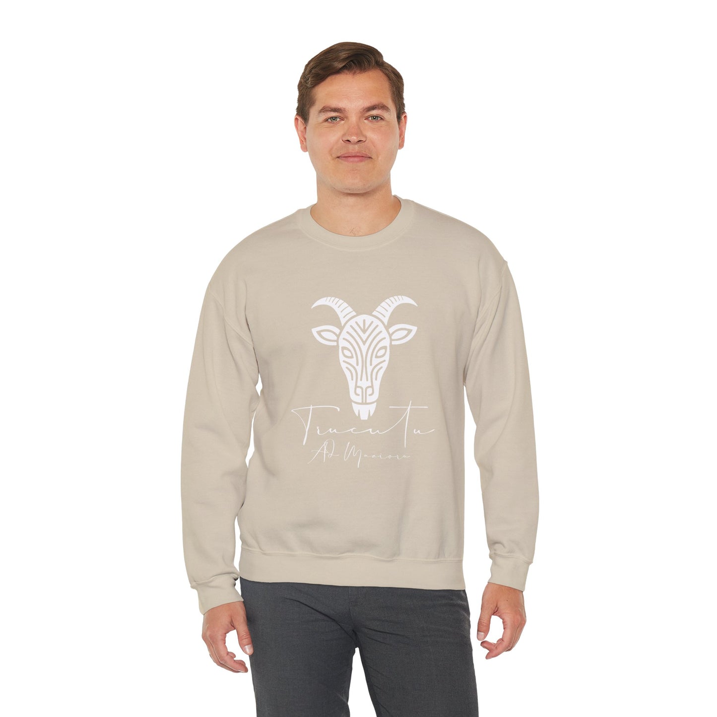 Felpa Unisex TRUCUTU con Simbolo della Capra – Stile Boho Festival | Regalo per Amanti della Natura | Morbida e Comoda