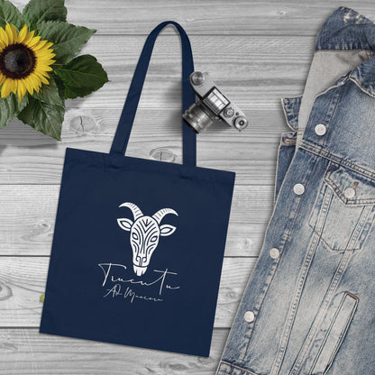 Borsa in Tela con Design Capra TRUCUTU – Stile Boho in Nero, Rosso e French Navy, Shopper Eco-Friendly, Idea Regalo per Amanti degli Animali e Moda Sostenibile