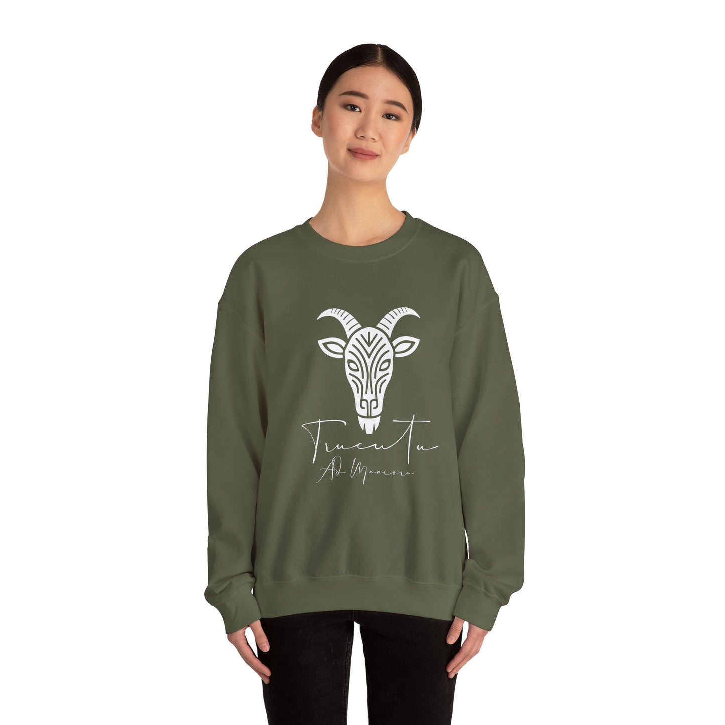 Felpa Unisex TRUCUTU con Simbolo della Capra – Stile Boho Festival | Regalo per Amanti della Natura | Morbida e Comoda