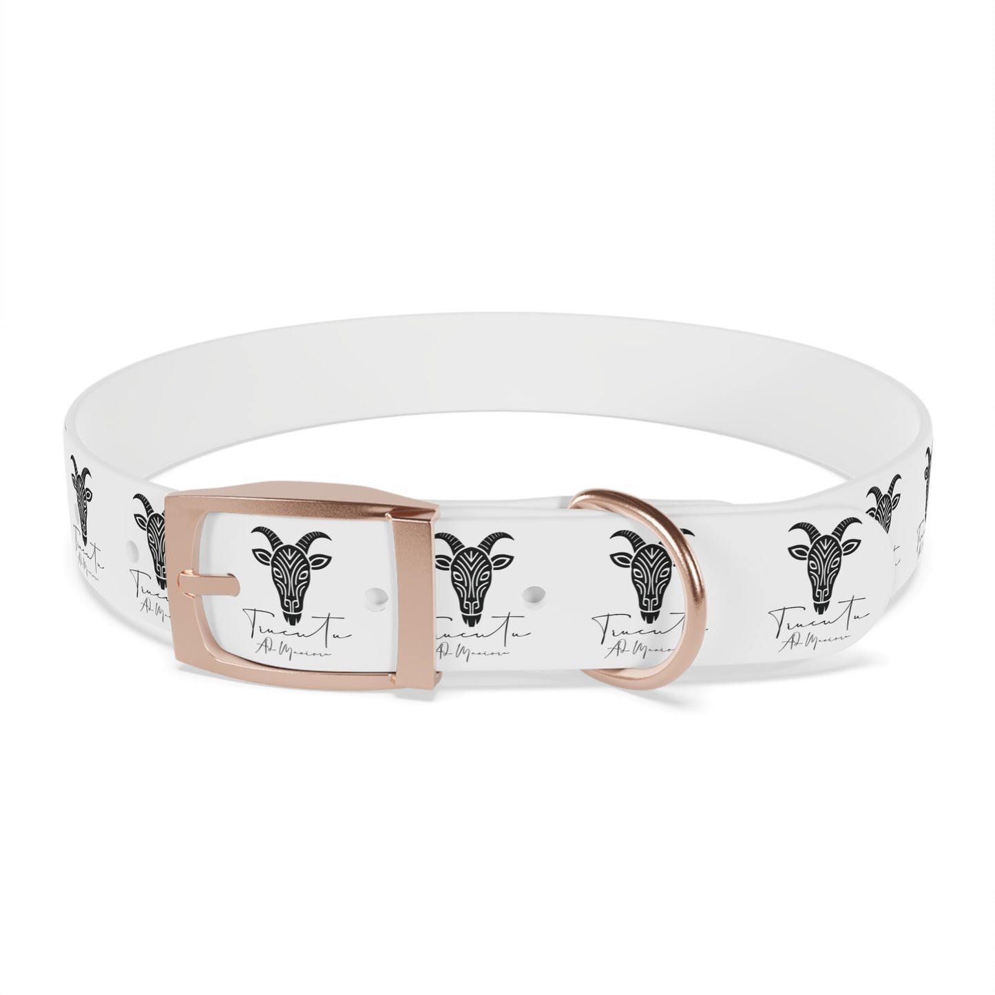 Collare Bianco per Cani con Logo Capra TRUCUTU – Accessorio Elegante e Regolabile, Idea Regalo per Amanti degli Animali, Perfetto per Eventi Speciali