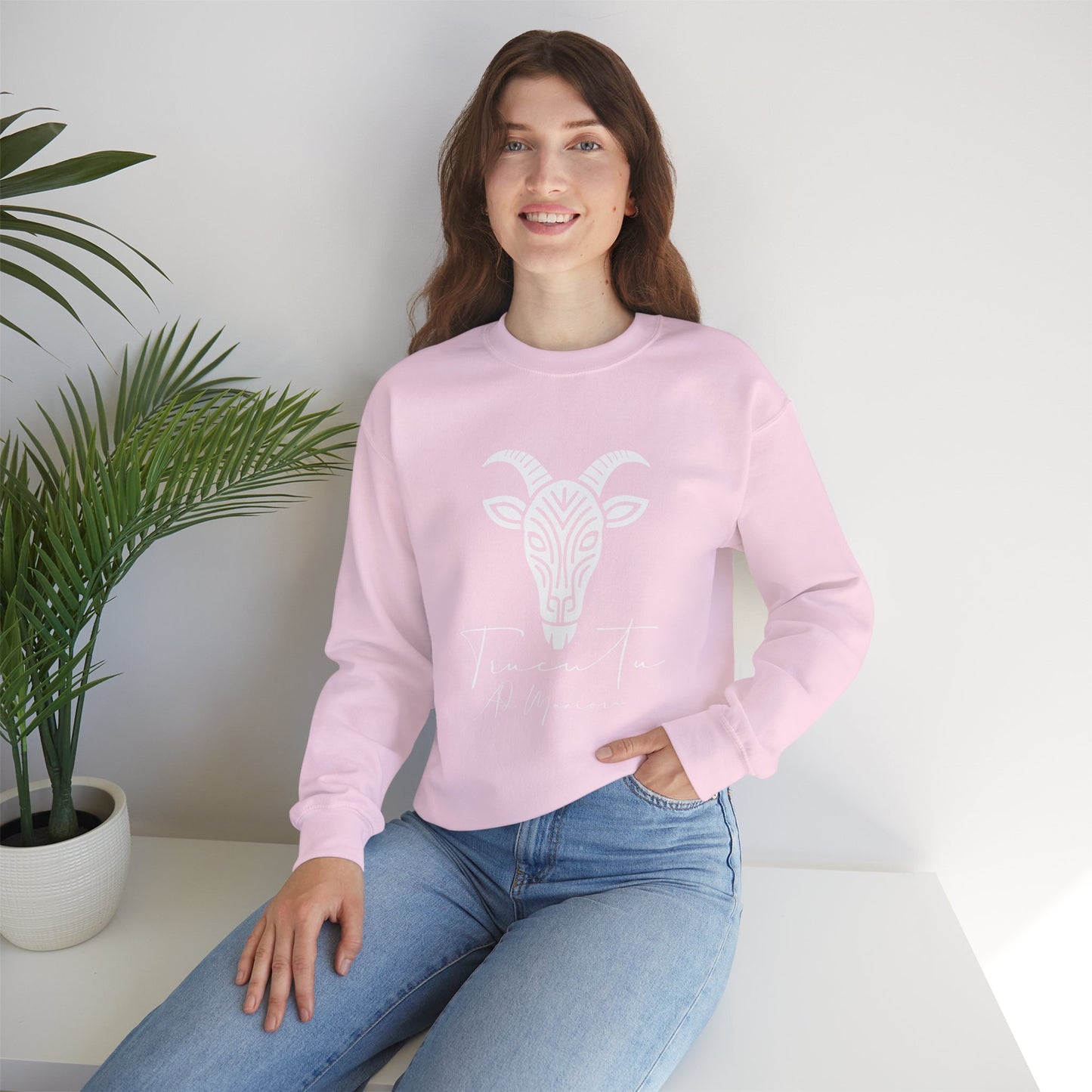 Felpa Unisex TRUCUTU con Simbolo della Capra – Stile Boho Festival | Regalo per Amanti della Natura | Morbida e Comoda