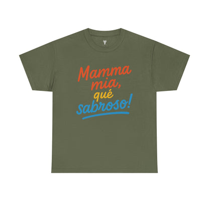 TRUCUTU “Mamma Mia, Qué Sabroso!” Unisex Tee – Funny Foodie Shirt | Casual Wear | Summer Vibes | Gift for Food Lovers | Conversation Starter