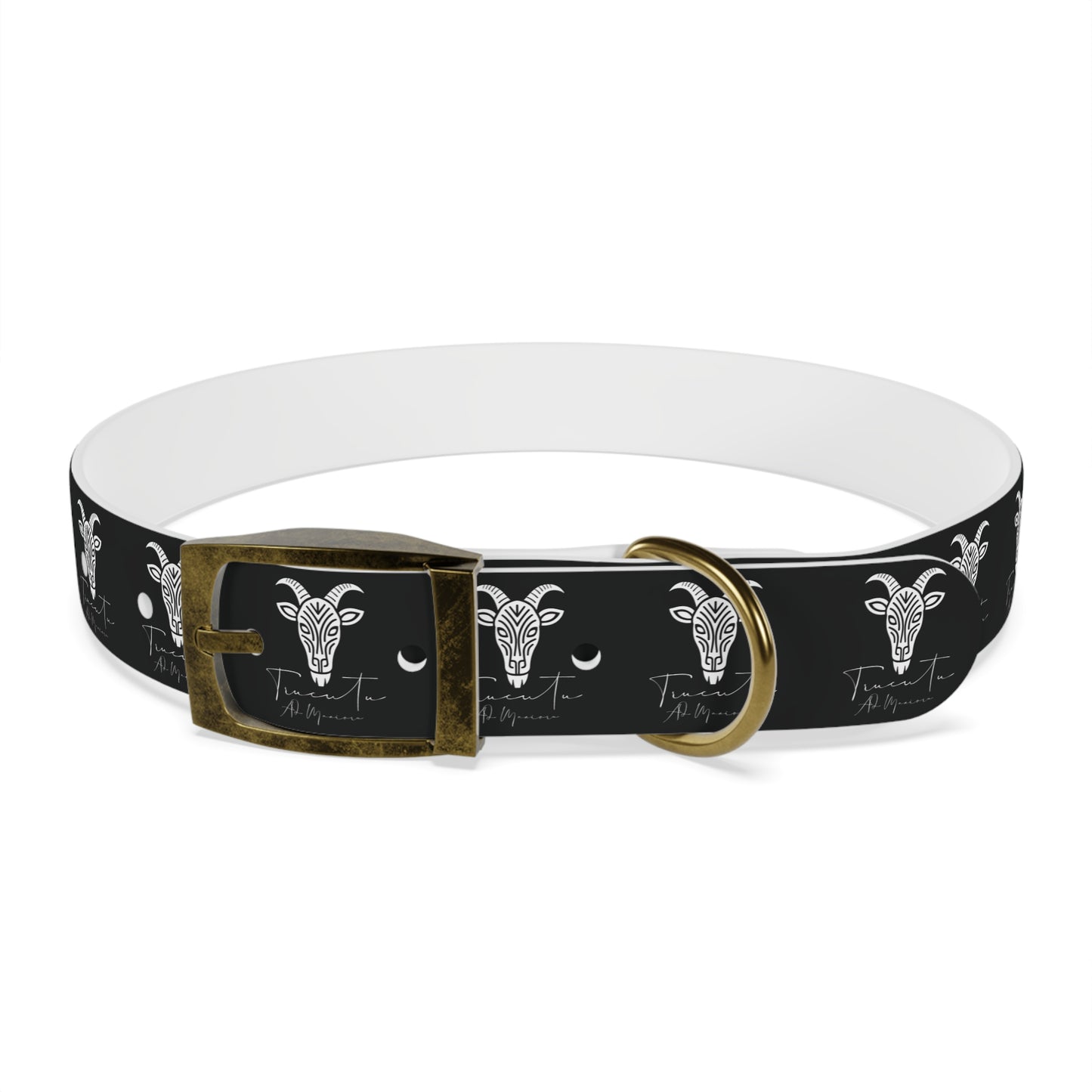 Collare Nero per Cani con Logo Capra TRUCUTU – Accessorio Regolabile di Tendenza, Idea Regalo per Amanti degli Animali, Perfetto per Festività e Occasioni Speciali