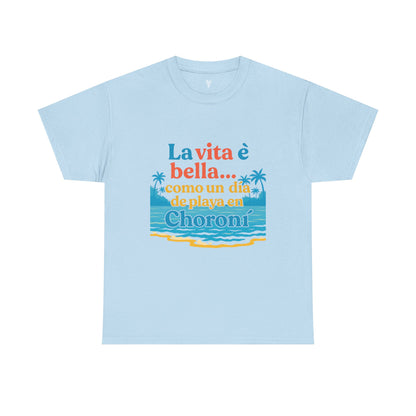 TRUCUTU “La Vita È Bella” Unisex Heavy Cotton Tee – Beach Life Shirt | Vacation Tee | Summer Apparel | Tropical Vibes Gift for Travel Lovers