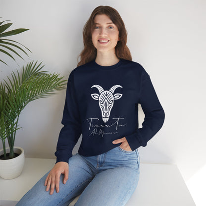 Felpa Unisex TRUCUTU con Simbolo della Capra – Stile Boho Festival | Regalo per Amanti della Natura | Morbida e Comoda