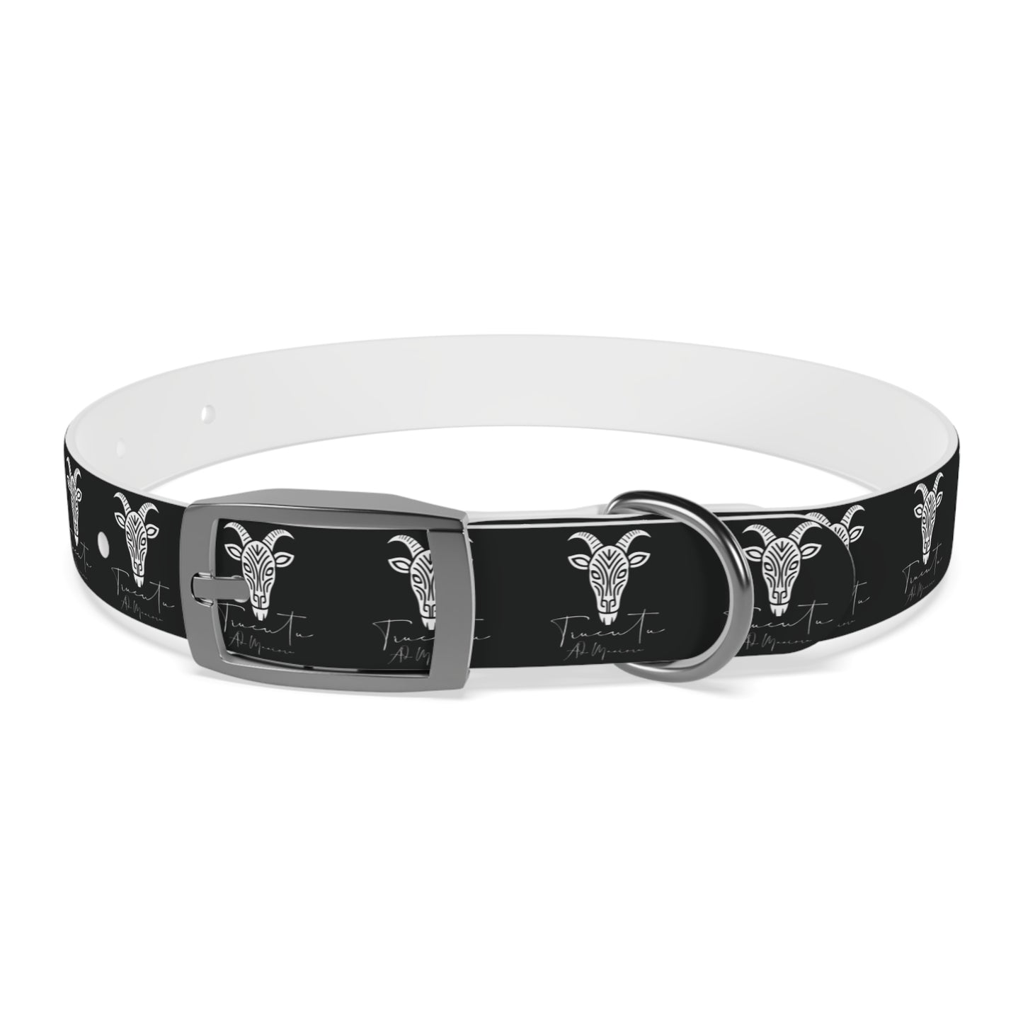 Collare Nero per Cani con Logo Capra TRUCUTU – Accessorio Regolabile di Tendenza, Idea Regalo per Amanti degli Animali, Perfetto per Festività e Occasioni Speciali