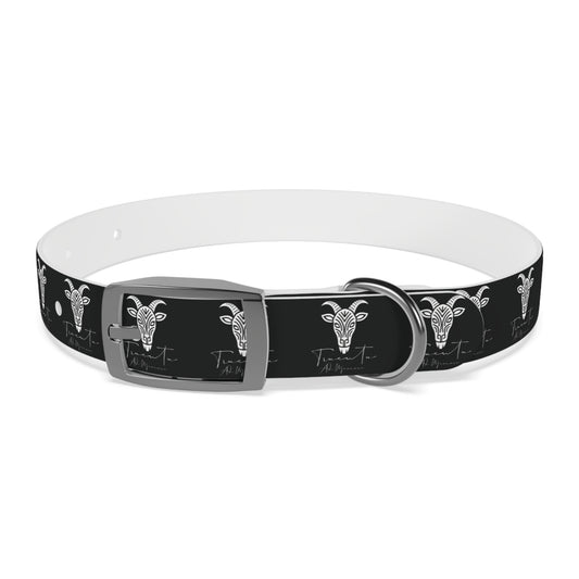 Collare Nero per Cani con Logo Capra TRUCUTU – Accessorio Regolabile di Tendenza, Idea Regalo per Amanti degli Animali, Perfetto per Festività e Occasioni Speciali