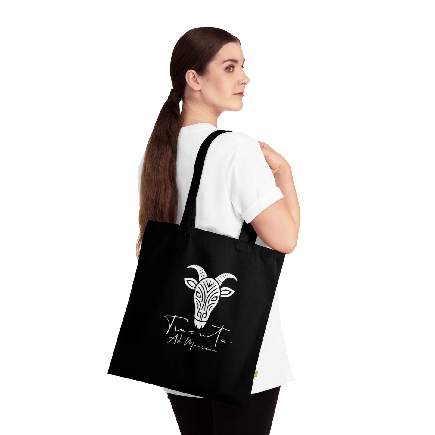 Borsa in Tela con Design Capra TRUCUTU – Stile Boho in Nero, Rosso e French Navy, Shopper Eco-Friendly, Idea Regalo per Amanti degli Animali e Moda Sostenibile