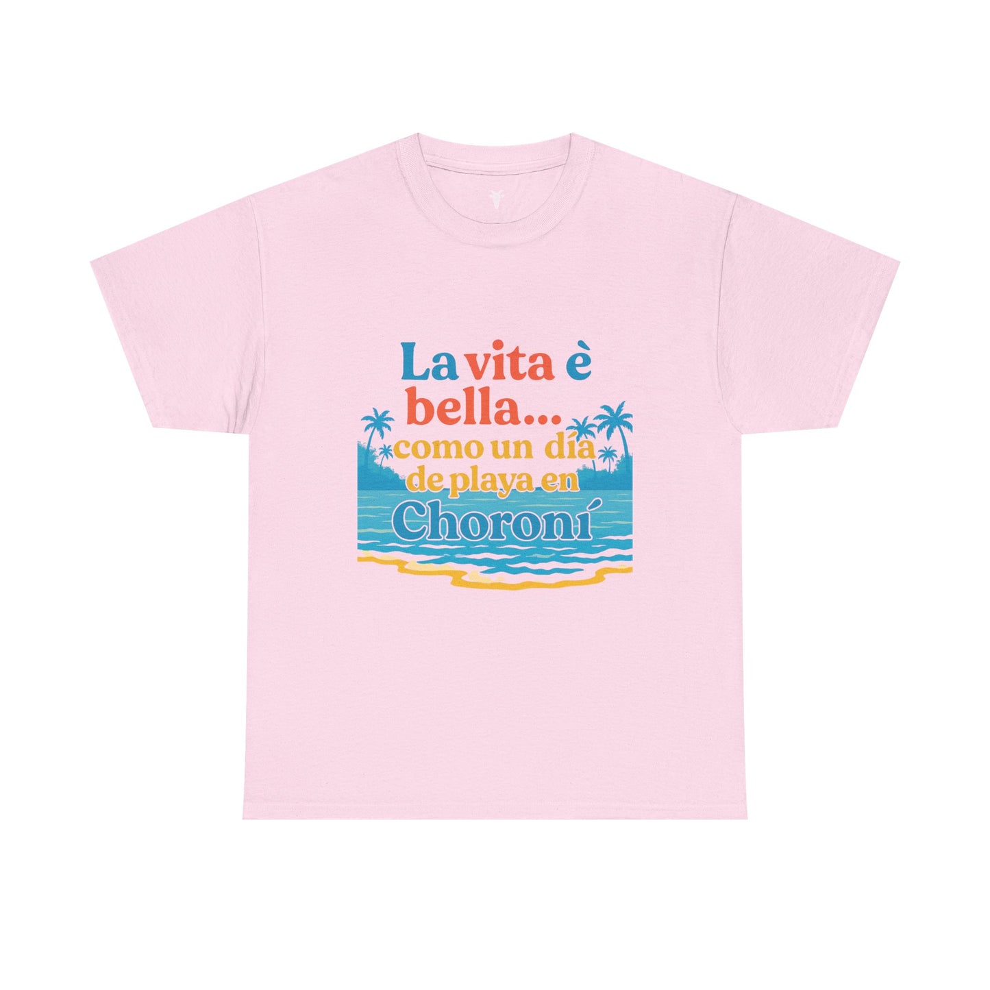TRUCUTU “La Vita È Bella” Unisex Heavy Cotton Tee – Beach Life Shirt | Vacation Tee | Summer Apparel | Tropical Vibes Gift for Travel Lovers