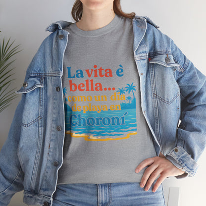 TRUCUTU “La Vita È Bella” Unisex Heavy Cotton Tee – Beach Life Shirt | Vacation Tee | Summer Apparel | Tropical Vibes Gift for Travel Lovers
