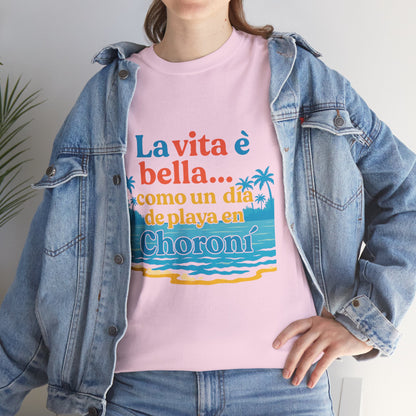 TRUCUTU “La Vita È Bella” Unisex Heavy Cotton Tee – Beach Life Shirt | Vacation Tee | Summer Apparel | Tropical Vibes Gift for Travel Lovers