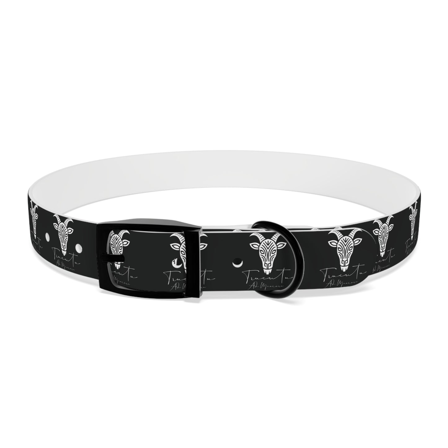 Collare Nero per Cani con Logo Capra TRUCUTU – Accessorio Regolabile di Tendenza, Idea Regalo per Amanti degli Animali, Perfetto per Festività e Occasioni Speciali