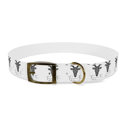 Collare Bianco per Cani con Logo Capra TRUCUTU – Accessorio Elegante e Regolabile, Idea Regalo per Amanti degli Animali, Perfetto per Eventi Speciali