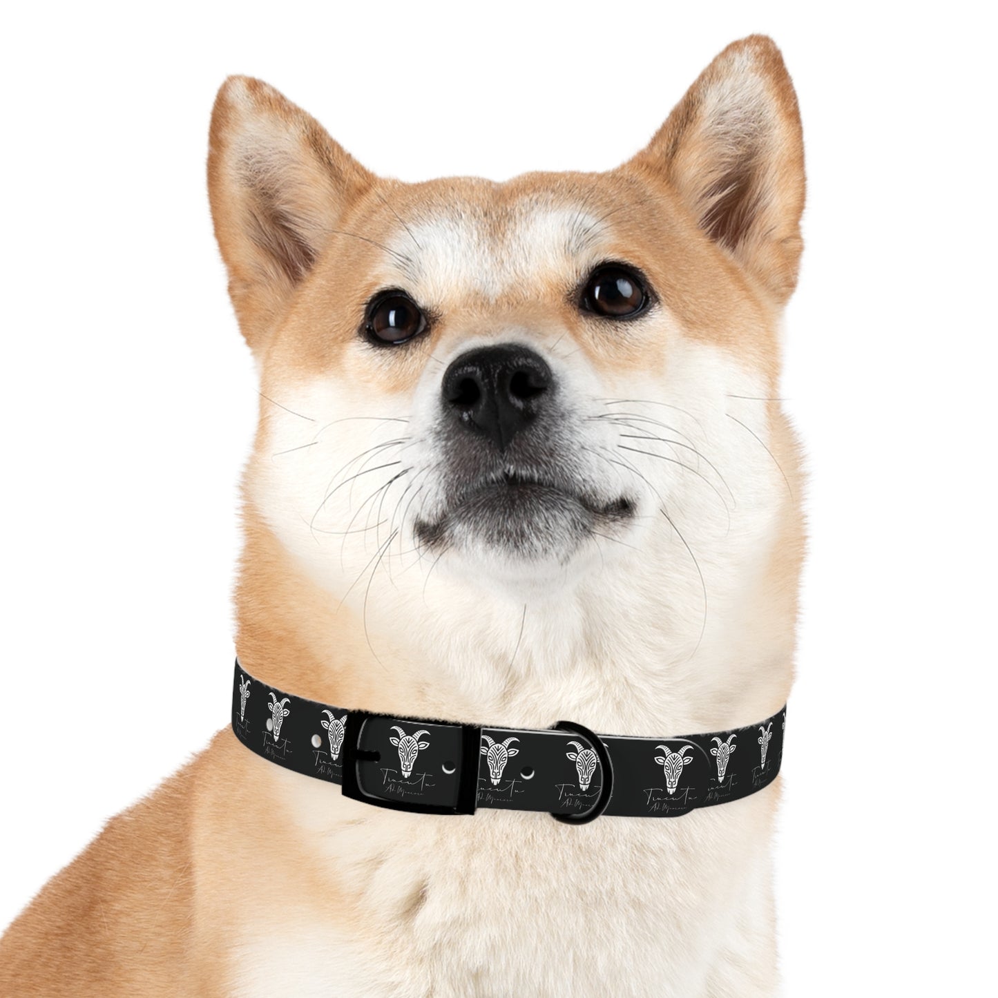 Collare Nero per Cani con Logo Capra TRUCUTU – Accessorio Regolabile di Tendenza, Idea Regalo per Amanti degli Animali, Perfetto per Festività e Occasioni Speciali
