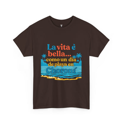 TRUCUTU “La Vita È Bella” Unisex Heavy Cotton Tee – Beach Life Shirt | Vacation Tee | Summer Apparel | Tropical Vibes Gift for Travel Lovers