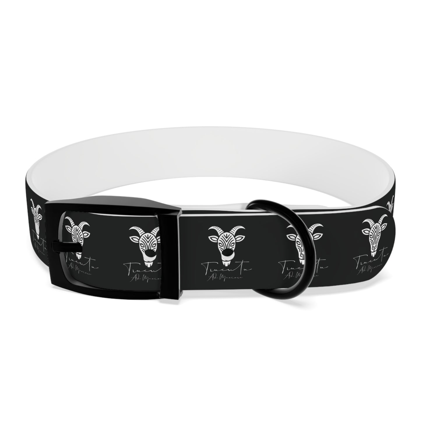 Collare Nero per Cani con Logo Capra TRUCUTU – Accessorio Regolabile di Tendenza, Idea Regalo per Amanti degli Animali, Perfetto per Festività e Occasioni Speciali
