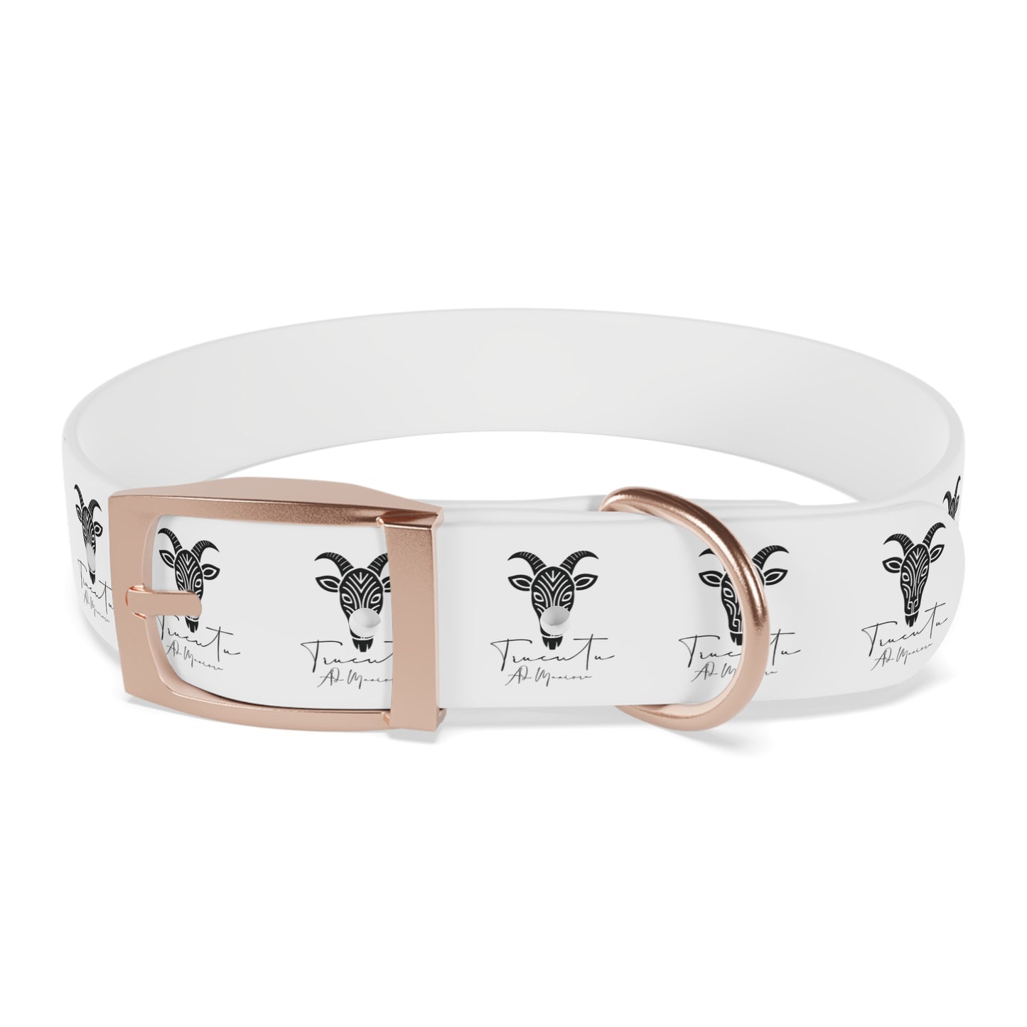 Collare Bianco per Cani con Logo Capra TRUCUTU – Accessorio Elegante e Regolabile, Idea Regalo per Amanti degli Animali, Perfetto per Eventi Speciali